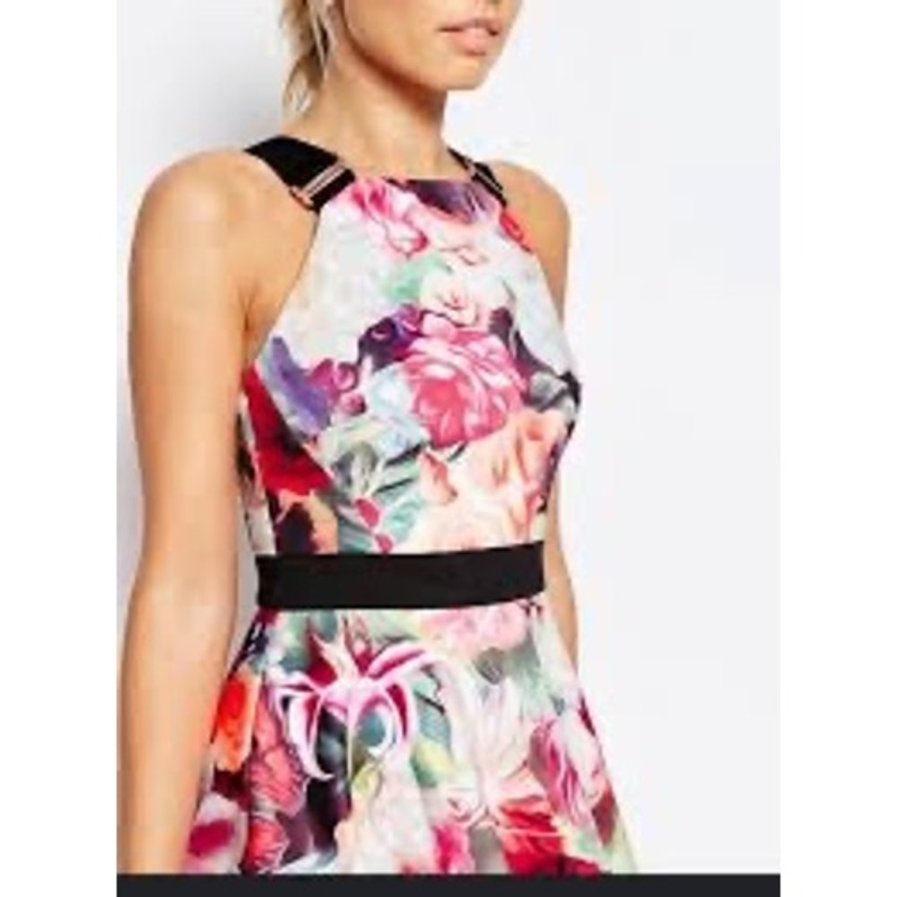 Ted Baker Samra Floral Swirl Skater Dress Fuchsia Size 2 or US Size 4-6 - Picture 2 of 12